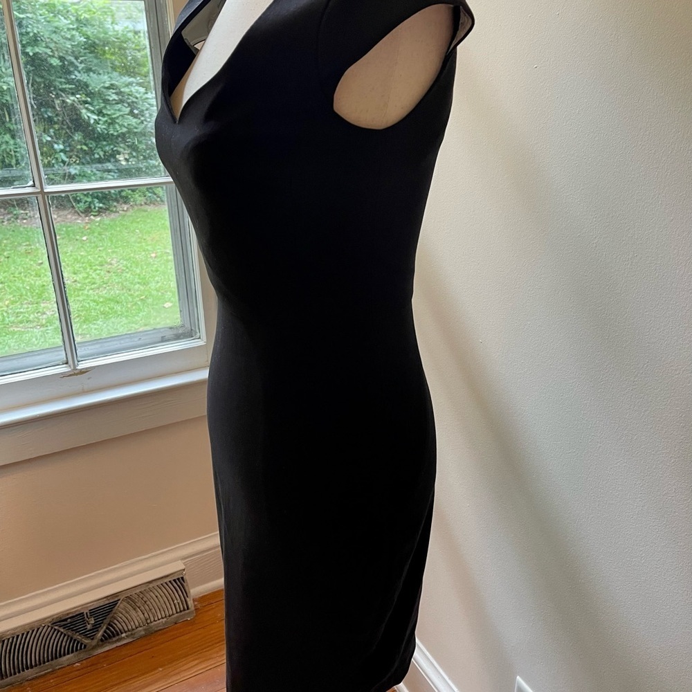H&M Elegant Black Cap Sleeve Pencil Dress Size 4 - Picture 6 of 8